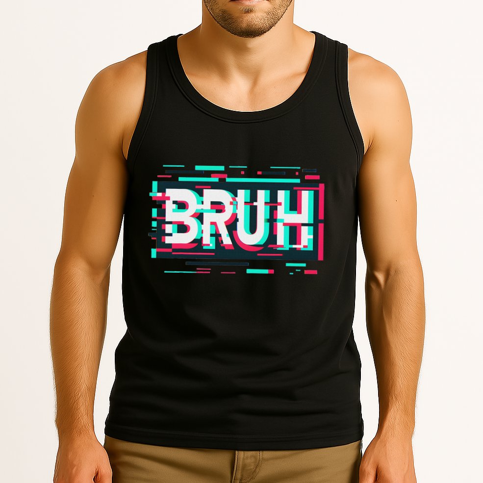 Glitch Aesthetic Gamer Bruh Meme Funny Saying Tank Top