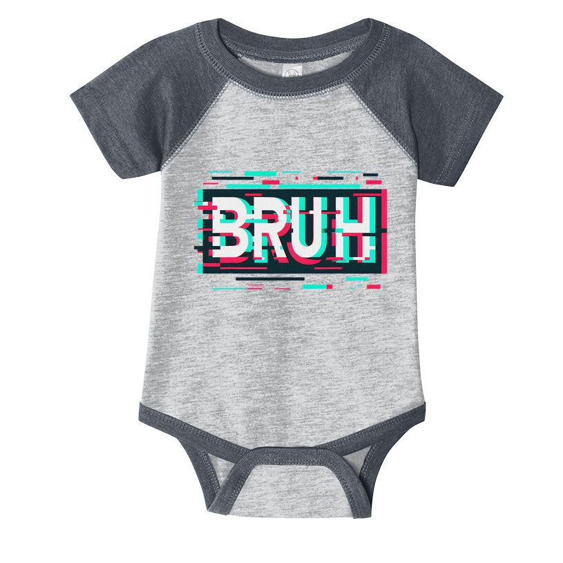 Glitch Aesthetic Gamer Bruh Meme Funny Saying Infant Baby Jersey Bodysuit