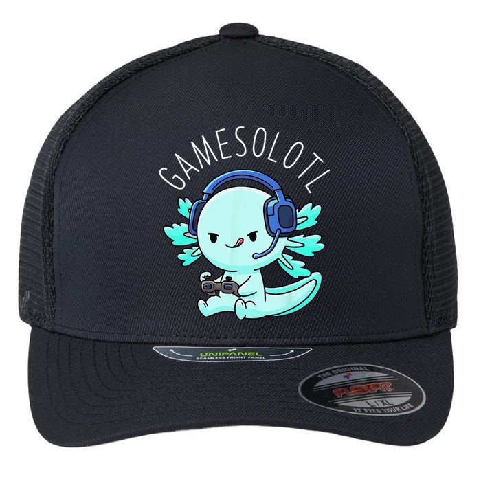 Gamesolotl Axolotl Gamer Anime Gifts Kawaii Flexfit Unipanel Trucker Cap