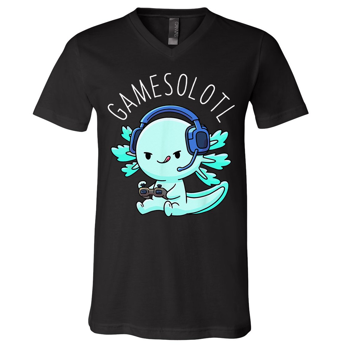 Gamesolotl Axolotl Gamer Anime Gifts Kawaii V-Neck T-Shirt