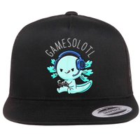 Gamesolotl Axolotl Gamer Anime Gifts Kawaii Flat Bill Trucker Hat