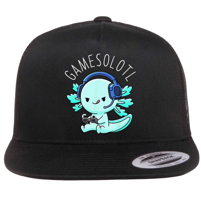 Gamesolotl Axolotl Gamer Anime Gifts Kawaii Flat Bill Trucker Hat