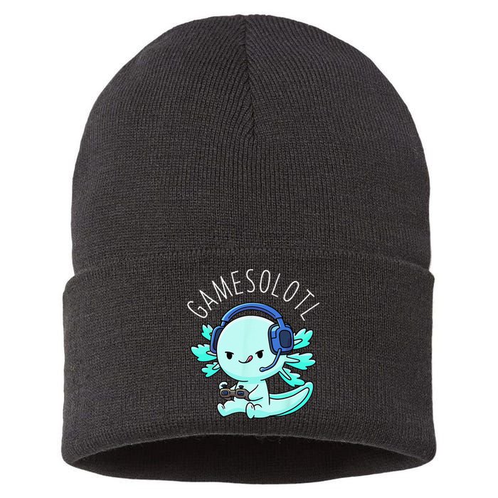 Gamesolotl Axolotl Gamer Anime Gifts Kawaii Sustainable Knit Beanie