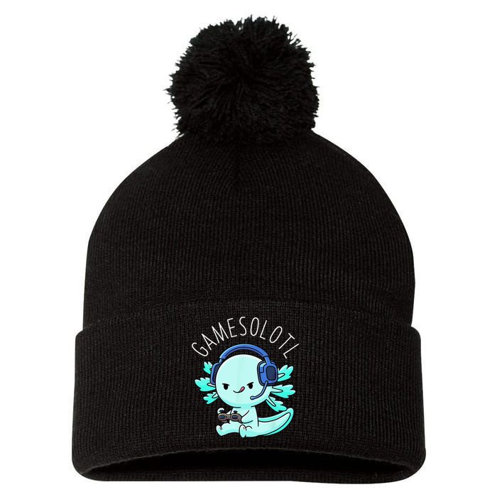 Gamesolotl Axolotl Gamer Anime Gifts Kawaii Pom Pom 12in Knit Beanie