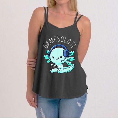 Gamesolotl Axolotl Gamer Anime Gifts Kawaii Women's Strappy Tank