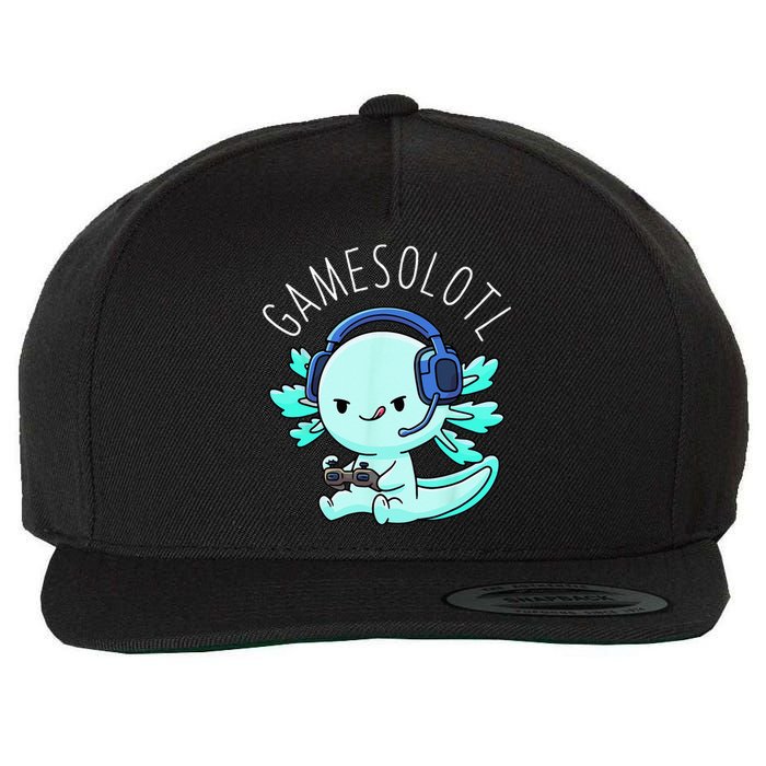 Gamesolotl Axolotl Gamer Anime Gifts Kawaii Wool Snapback Cap