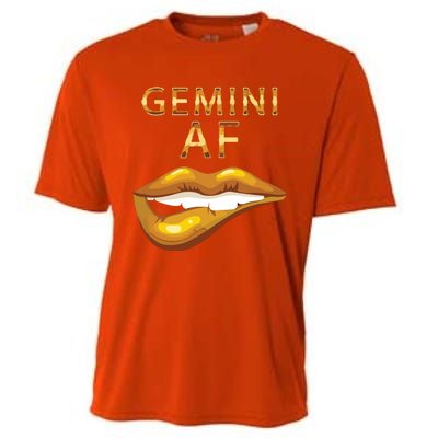 Gemini Af Gold Sexy Lip Birthday Gift Cooling Performance Crew T-Shirt