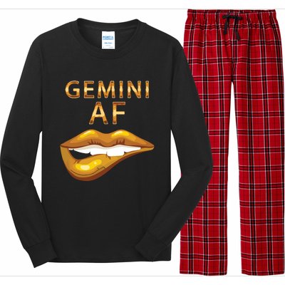 Gemini Af Gold Sexy Lip Birthday Gift Long Sleeve Pajama Set