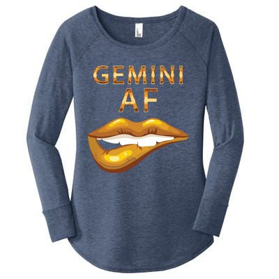 Gemini Af Gold Sexy Lip Birthday Gift Women's Perfect Tri Tunic Long Sleeve Shirt