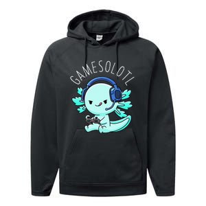 Gamesolotl Axolotl Gamer Anime Gifts Kawaii Performance Fleece Hoodie