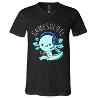 Gamesolotl Axolotl Gamer Anime Gifts Kawaii V-Neck T-Shirt