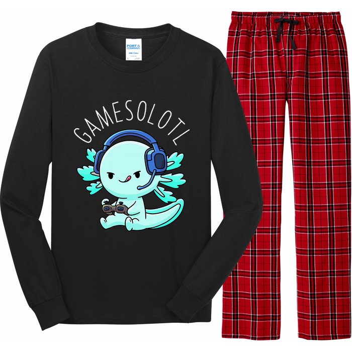 Gamesolotl Axolotl Gamer Anime Gifts Kawaii Long Sleeve Pajama Set