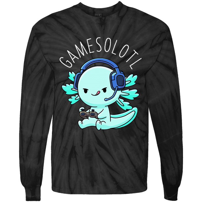 Gamesolotl Axolotl Gamer Anime Gifts Kawaii Tie-Dye Long Sleeve Shirt