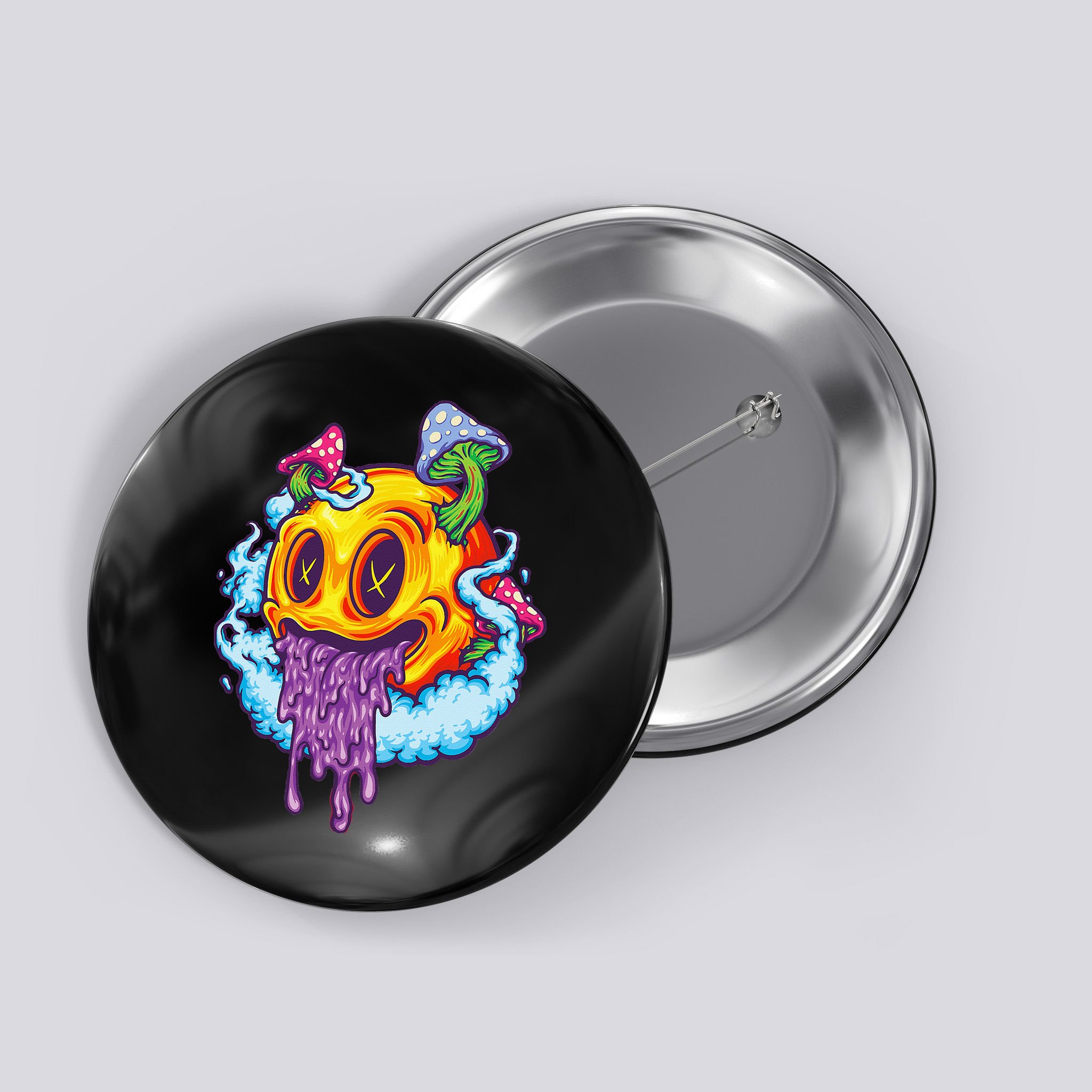 Goblincore Aesthetic Grunge Fungi Mushroom Skull Button