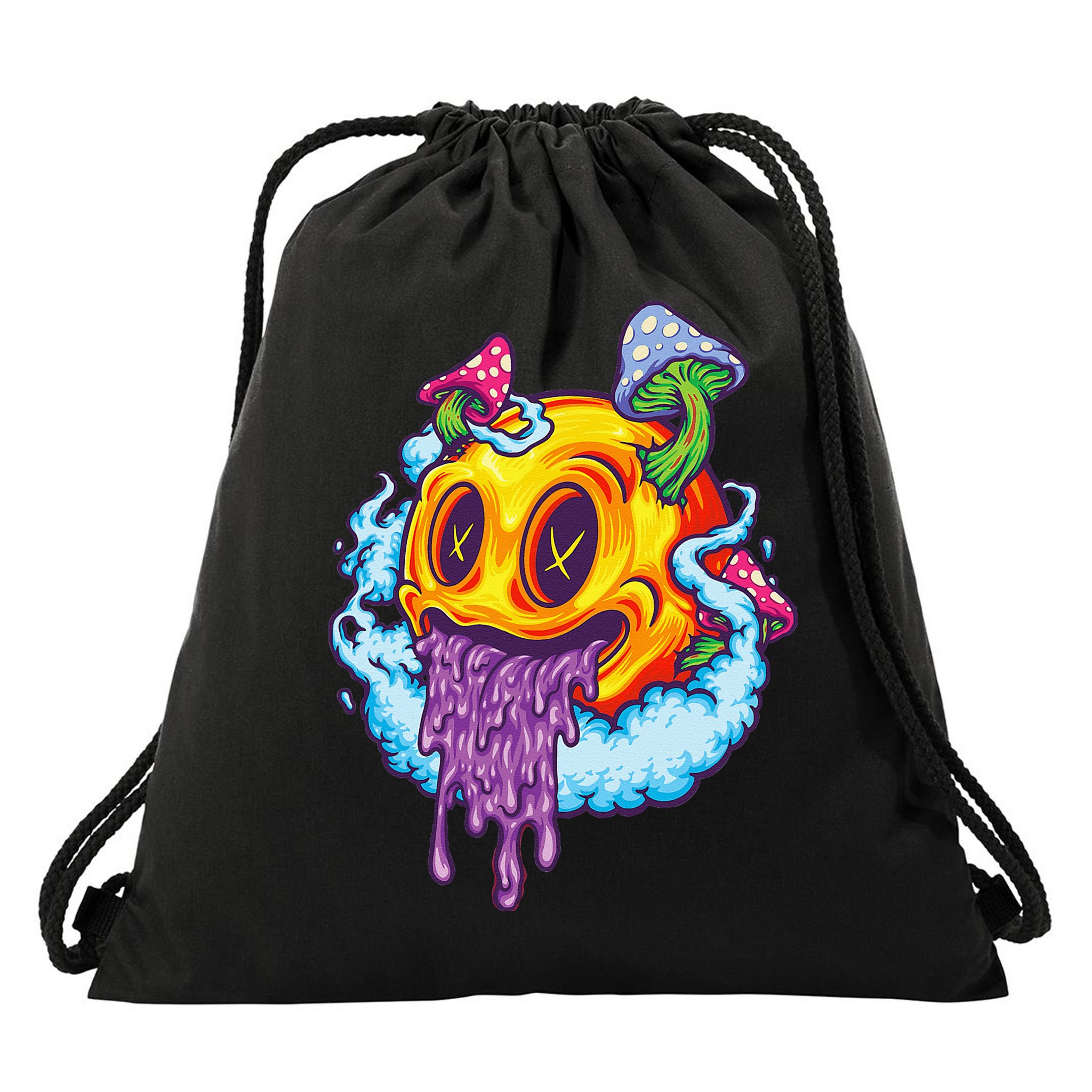 Goblincore Aesthetic Grunge Fungi Mushroom Skull Drawstring Bag