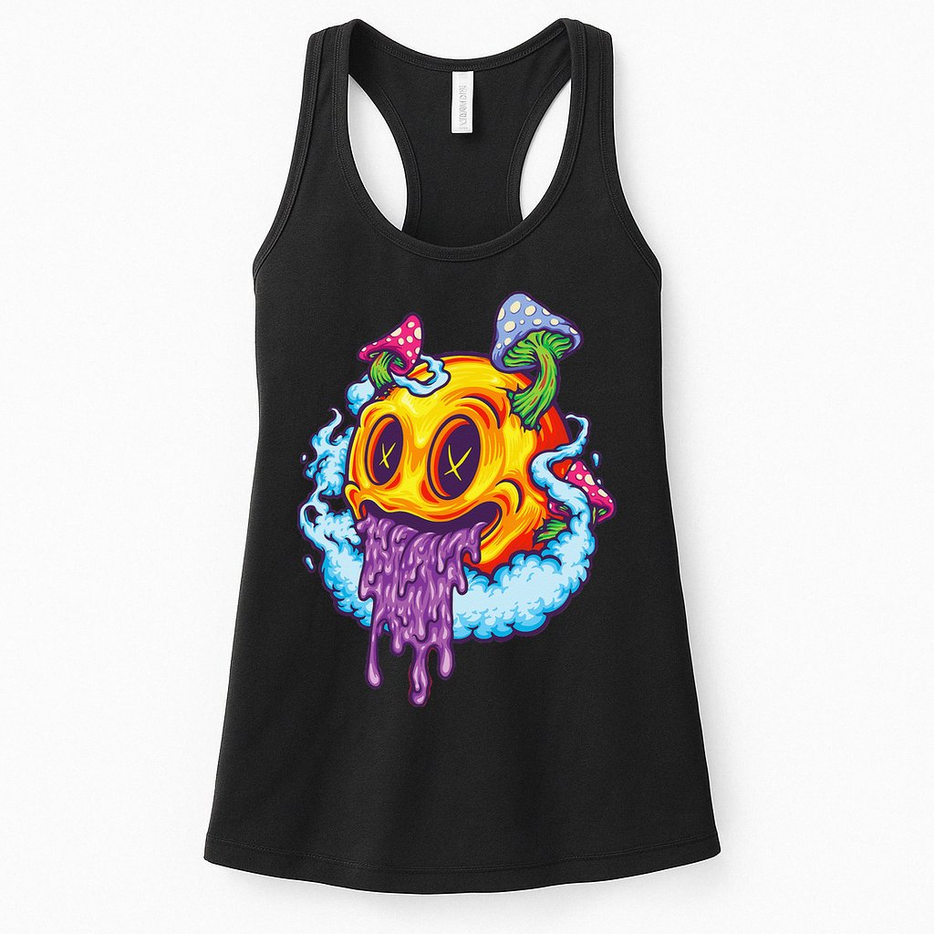 Goblincore Aesthetic Grunge Fungi Mushroom Skull Womens Tank Top
