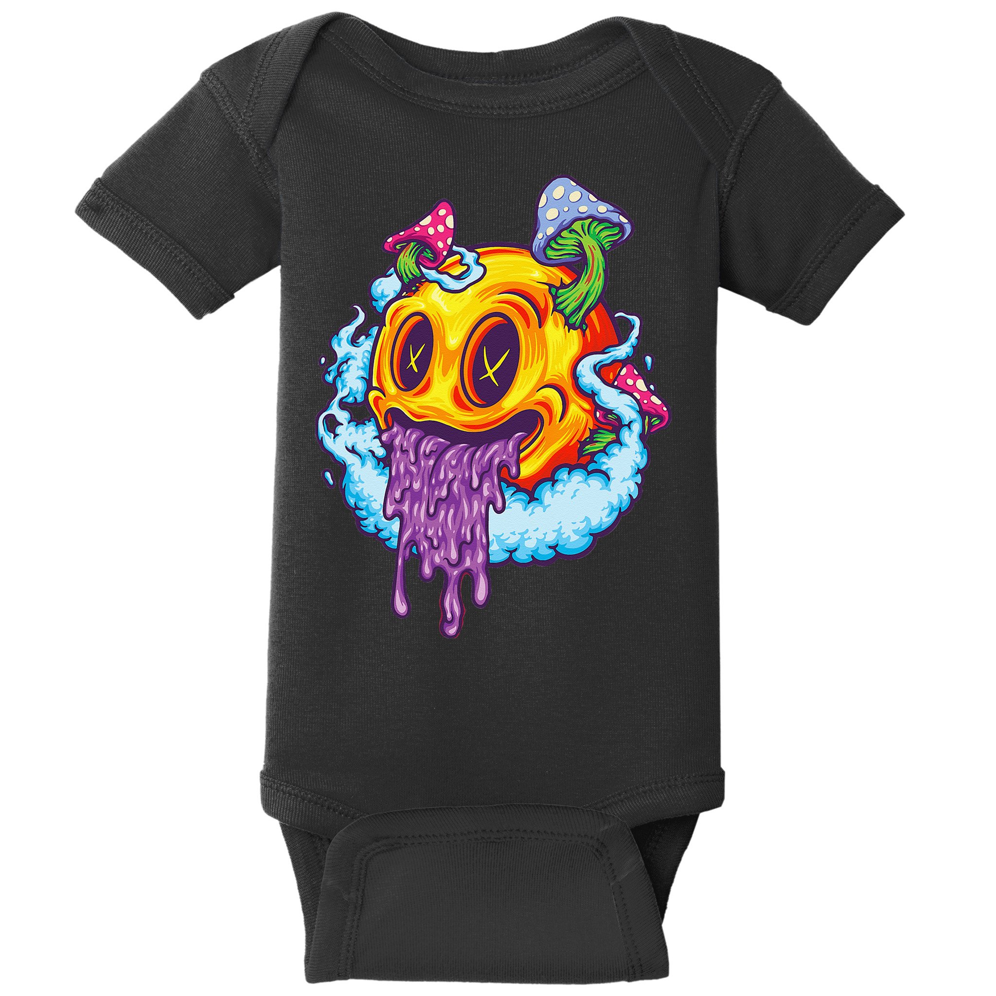 Goblincore Aesthetic Grunge Fungi Mushroom Skull Baby Bodysuit