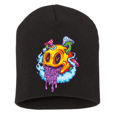 Goblincore Aesthetic Grunge Fungi Mushroom Skull Short Acrylic Beanie