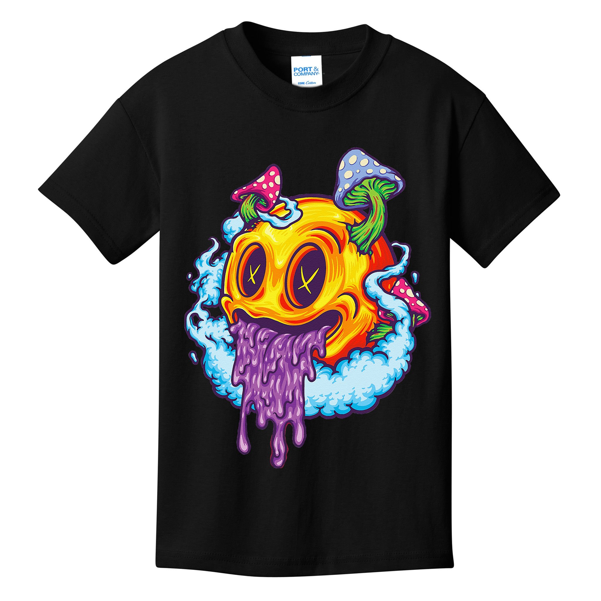 Goblincore Aesthetic Grunge Fungi Mushroom Skull Kids T-Shirt