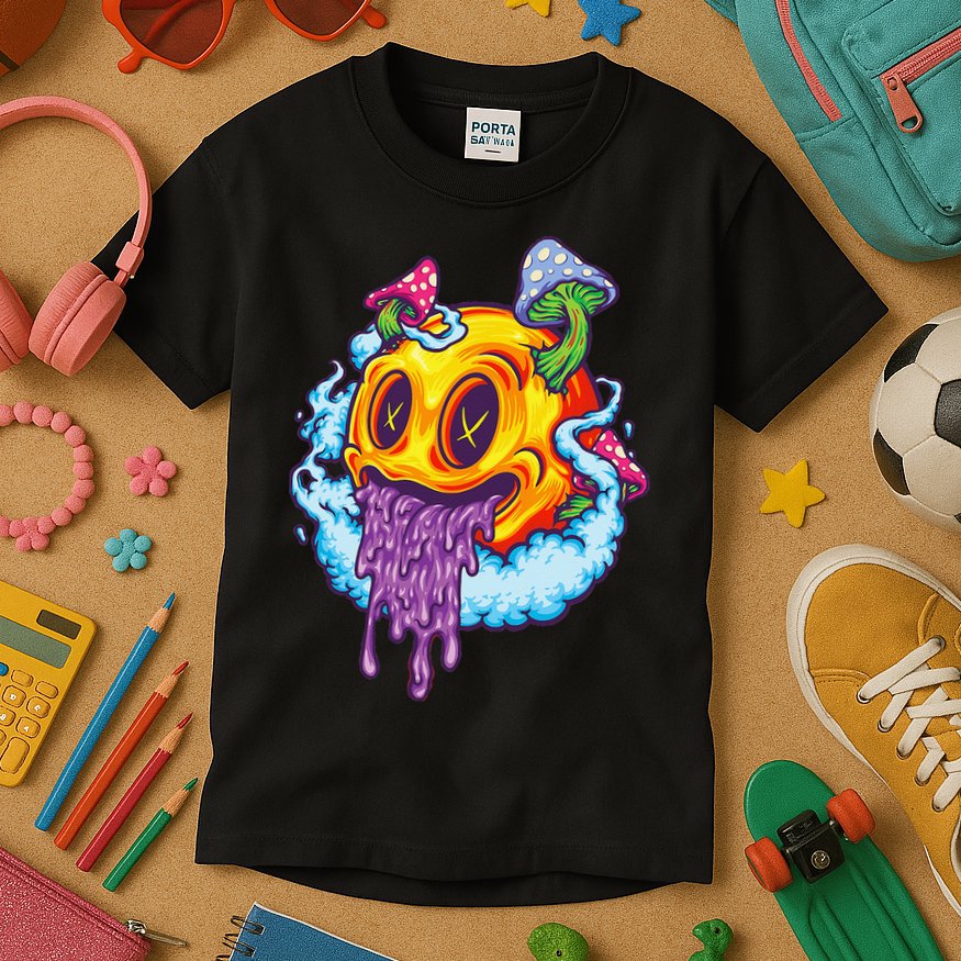 Goblincore Aesthetic Grunge Fungi Mushroom Skull Kids T-Shirt