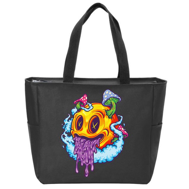 Goblincore Aesthetic Grunge Fungi Mushroom Skull Zip Tote Bag