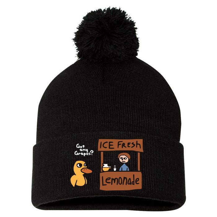 Got Any Grapes The Duck Song Funny Duck Pom Pom 12in Knit Beanie