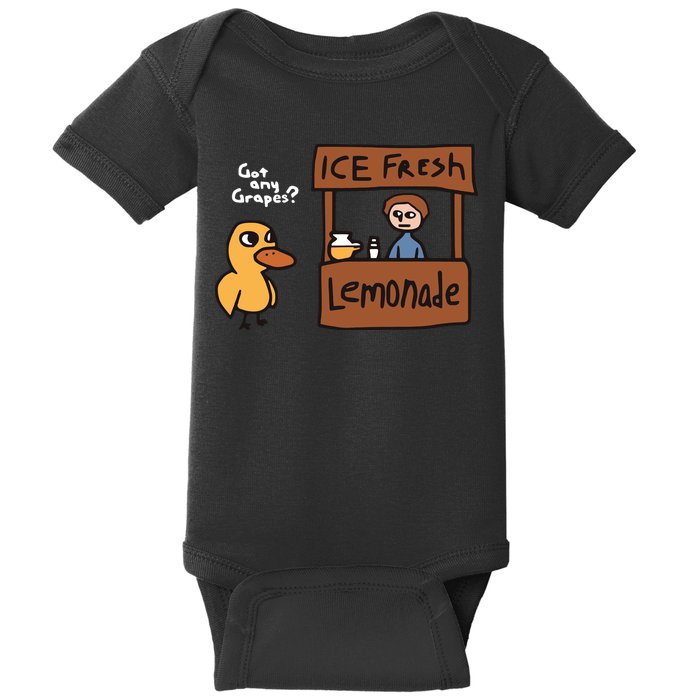 Got Any Grapes The Duck Song Funny Duck Baby Bodysuit