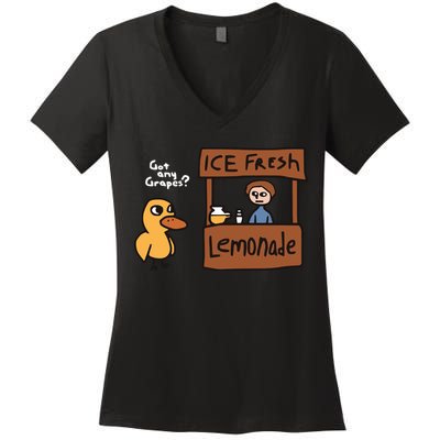 Got Any Grapes The Duck Song Funny Duck Women's V-Neck T-Shirt