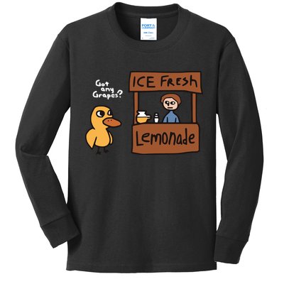 Got Any Grapes The Duck Song Funny Duck Kids Long Sleeve Shirt