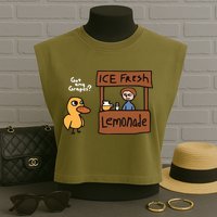 Got Any Grapes The Duck Song Funny Duck Garment-Dyed Women's Muscle Tee