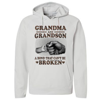 Grandma and Grandson A Bond That Can't Be Broken Mother Day Performance Fleece Hoodie