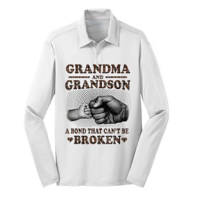 Grandma and Grandson A Bond That Can't Be Broken Mother Day Silk Touch Performance Long Sleeve Polo