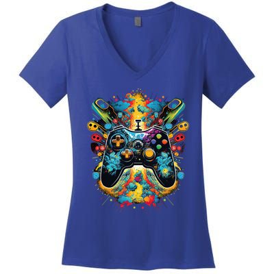 Gamer Aesthetic Graphic Gaming Video Women's V-Neck T-Shirt