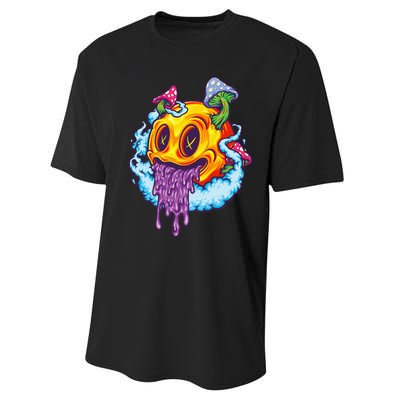 Goblincore Aesthetic Grunge Fungi Mushroom Skull Performance Sprint T-Shirt