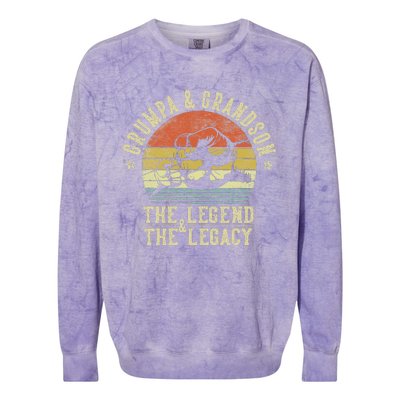 Grumpa And Grandson The Legend And The Legacy Colorblast Crewneck Sweatshirt