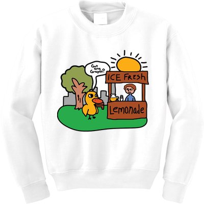 Got Any Grapes Ice Fresh Lemonade Funny Duck Kids Sweatshirt