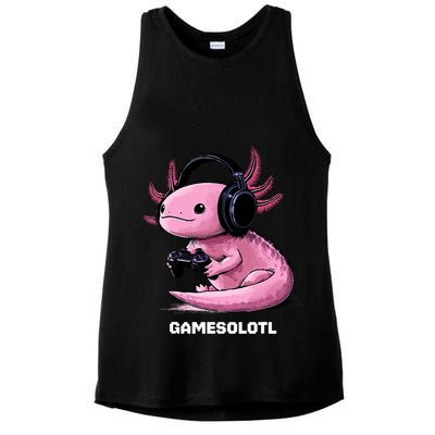 Gamer Axolotl Gamesolotl Fish Gaming Video Gamer Ladies PosiCharge Tri-Blend Wicking Tank
