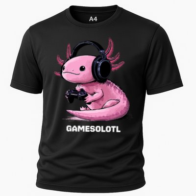 Gamer Axolotl Gamesolotl Fish Gaming Video Gamer Cooling Performance Crew T-Shirt