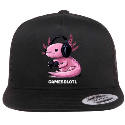 Gamer Axolotl Gamesolotl Fish Gaming Video Gamer Flat Bill Trucker Hat