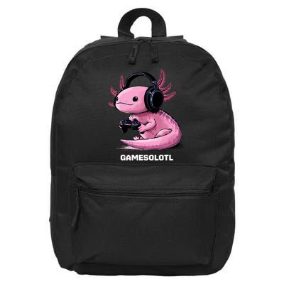 Gamer Axolotl Gamesolotl Fish Gaming Video Gamer 16 in Basic Backpack