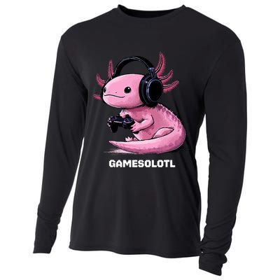 Gamer Axolotl Gamesolotl Fish Gaming Video Gamer Cooling Performance Long Sleeve Crew