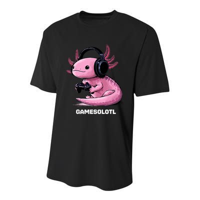 Gamer Axolotl Gamesolotl Fish Gaming Video Gamer Youth Performance Sprint T-Shirt
