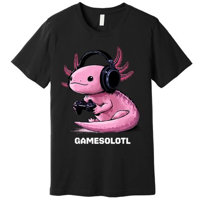 Gamer Axolotl Gamesolotl Fish Gaming Video Gamer Premium T-Shirt