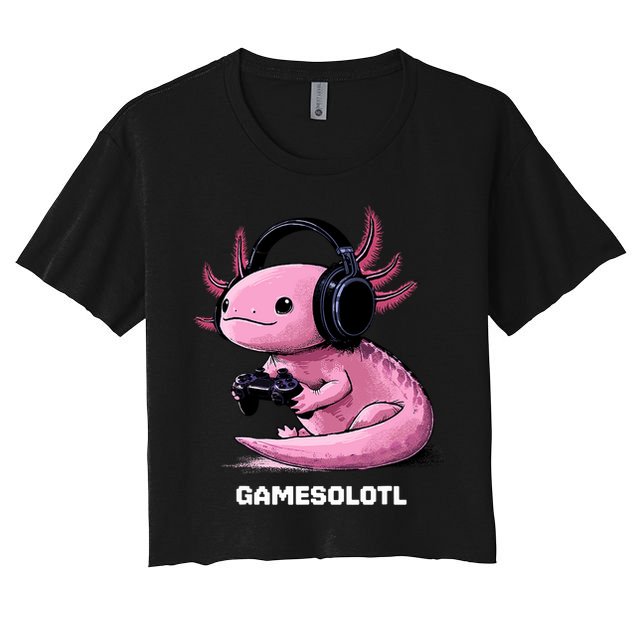 Gamer Axolotl Gamesolotl Fish Gaming Video Gamer Women's Crop Top Tee