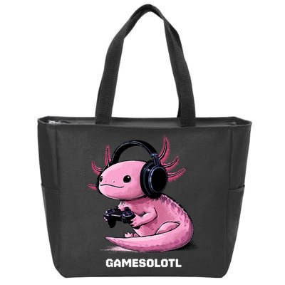 Gamer Axolotl Gamesolotl Fish Gaming Video Gamer Zip Tote Bag