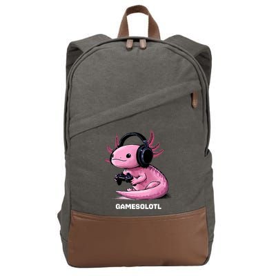 Gamer Axolotl Gamesolotl Fish Gaming Video Gamer Cotton Canvas Backpack