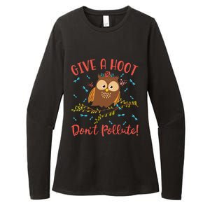 Give A Hoot Don't Pollute Owl Earth Day Gift Womens CVC Long Sleeve Shirt