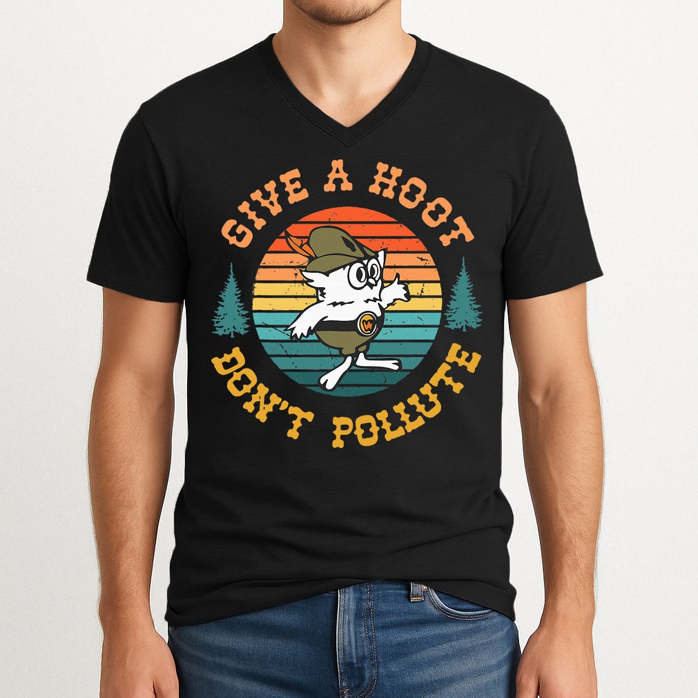 Give A Hoot DonT Pollute V-Neck T-Shirt