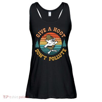 Give A Hoot DonT Pollute Ladies Essential Flowy Tank