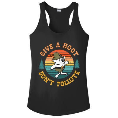 Give A Hoot DonT Pollute Ladies PosiCharge Competitor Racerback Tank